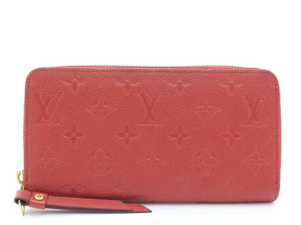 LOUIS VUITTON Zippy Wallet Round Zipper Long Monogram Empreinte Cerise Red